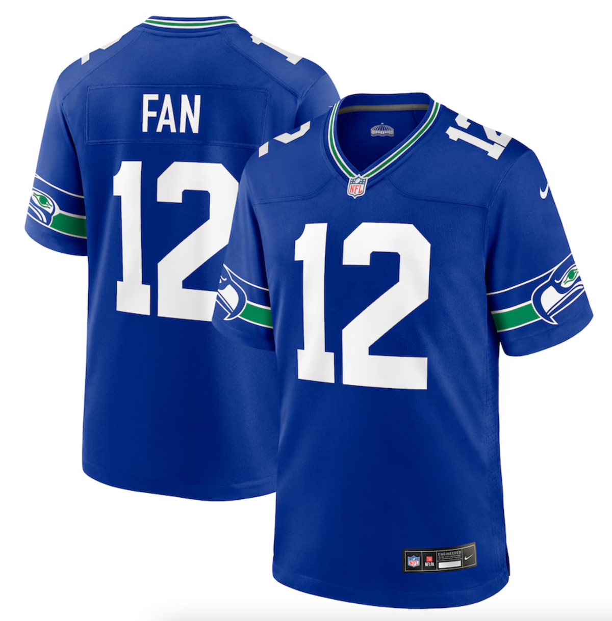 Men's Seattle Seahawks 12s Nike Royal Throwback Player Game Jersey