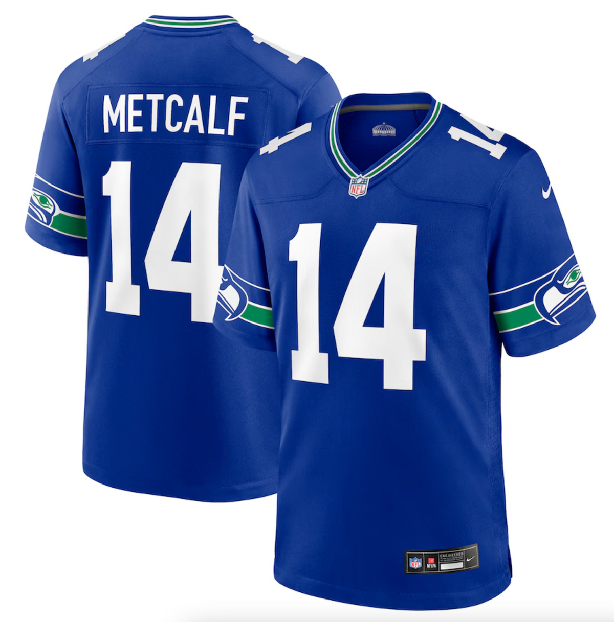 Men's Seattle Seahawks DK Metcalf Nike Royal Throwback Player Game Jersey