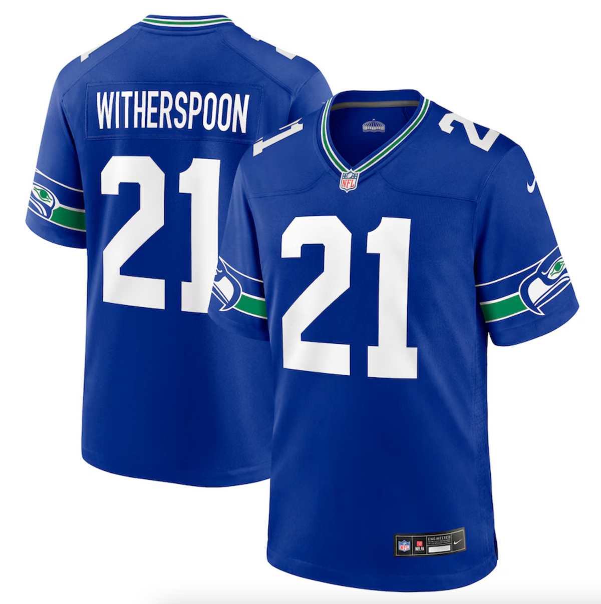 Men's Seattle Seahawks Devon Witherspoon Nike Royal Throwback Player Game Jersey