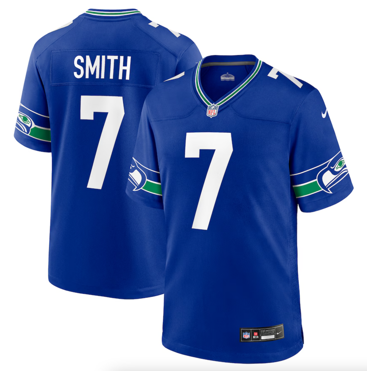 Men's Seattle Seahawks Geno Smith Nike Royal Throwback Player Game Jersey