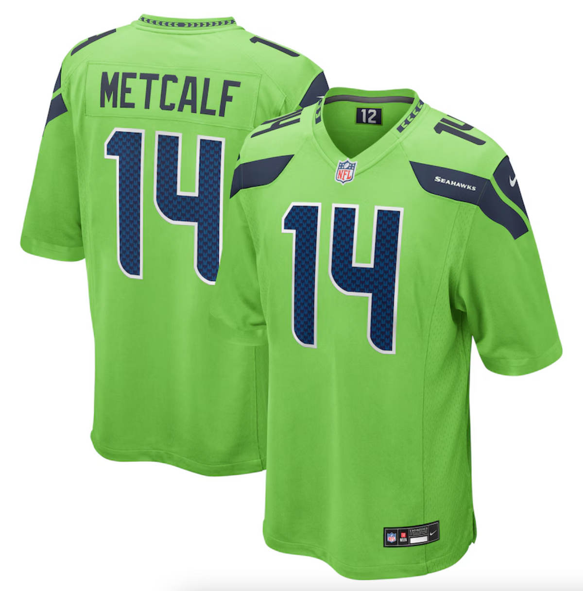 Men's Seattle Seahawks DK Metcalf Nike Neon Green Game Jersey