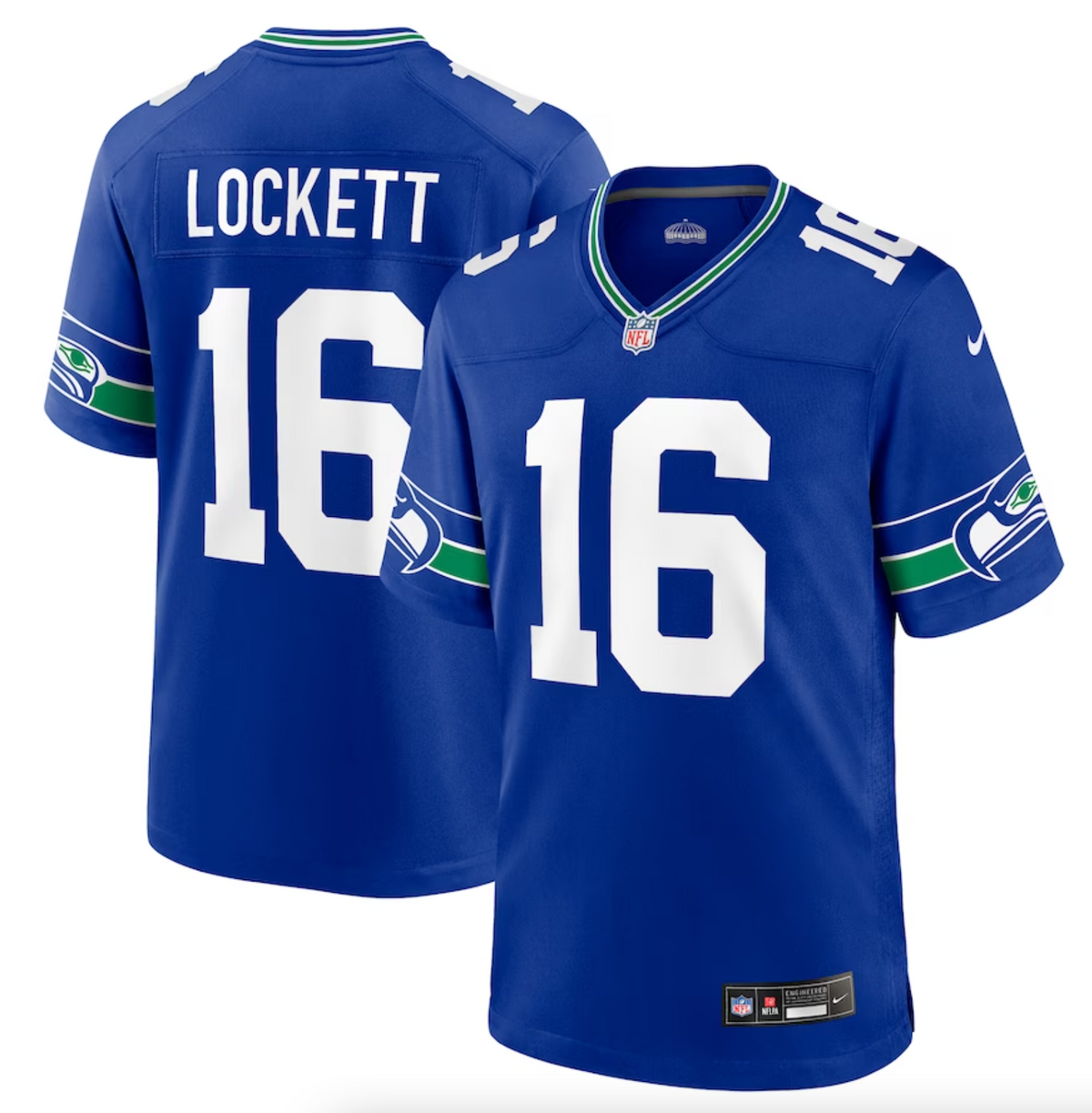 Men's Seattle Seahawks Tyler Lockett Nike Royal Throwback Player Game Jersey