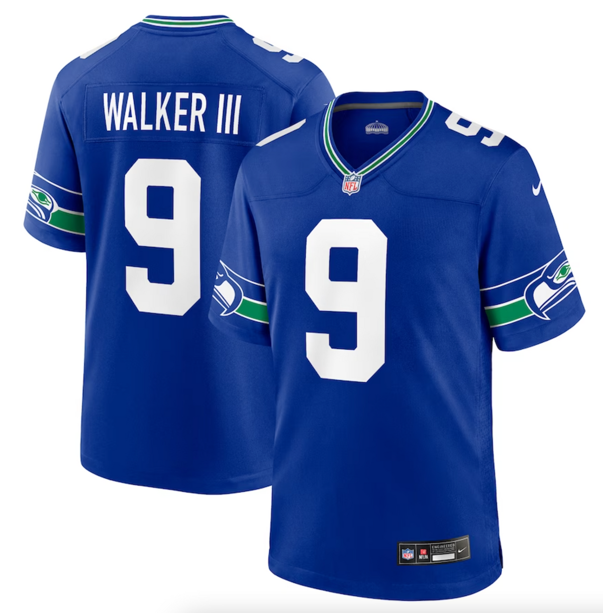 Men's Seattle Seahawks Kenneth Walker III Nike Royal Throwback Player Game Jersey