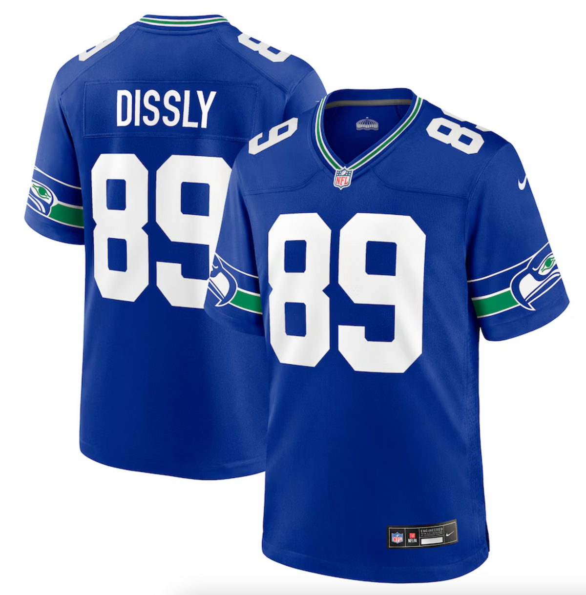 Men's Seattle Seahawks Will Dissly Nike Royal Throwback Player Game Jersey