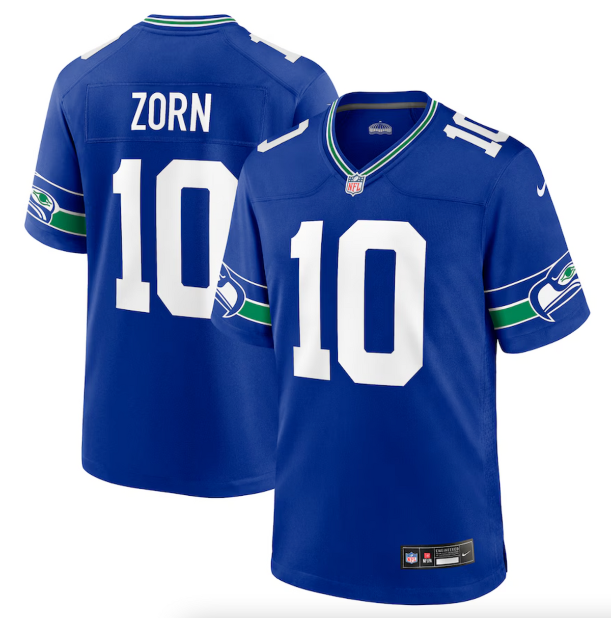 Men's Seattle Seahawks Jim Zorn Nike Royal Throwback Retired Player Game Jersey