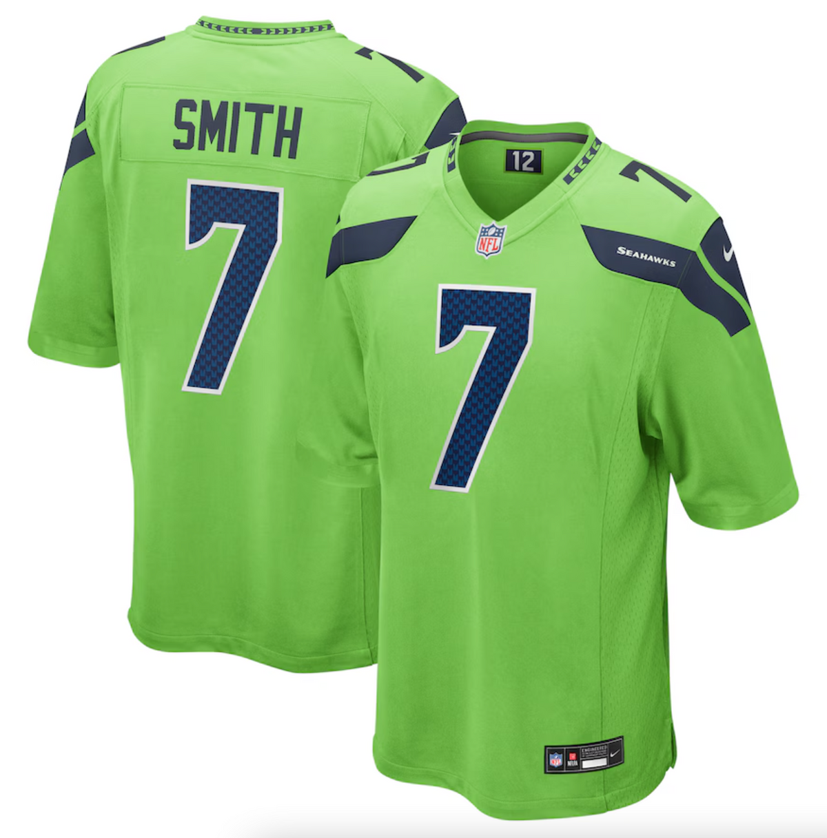 Men's Seattle Seahawks Geno Smith Nike Neon Green Game Jersey