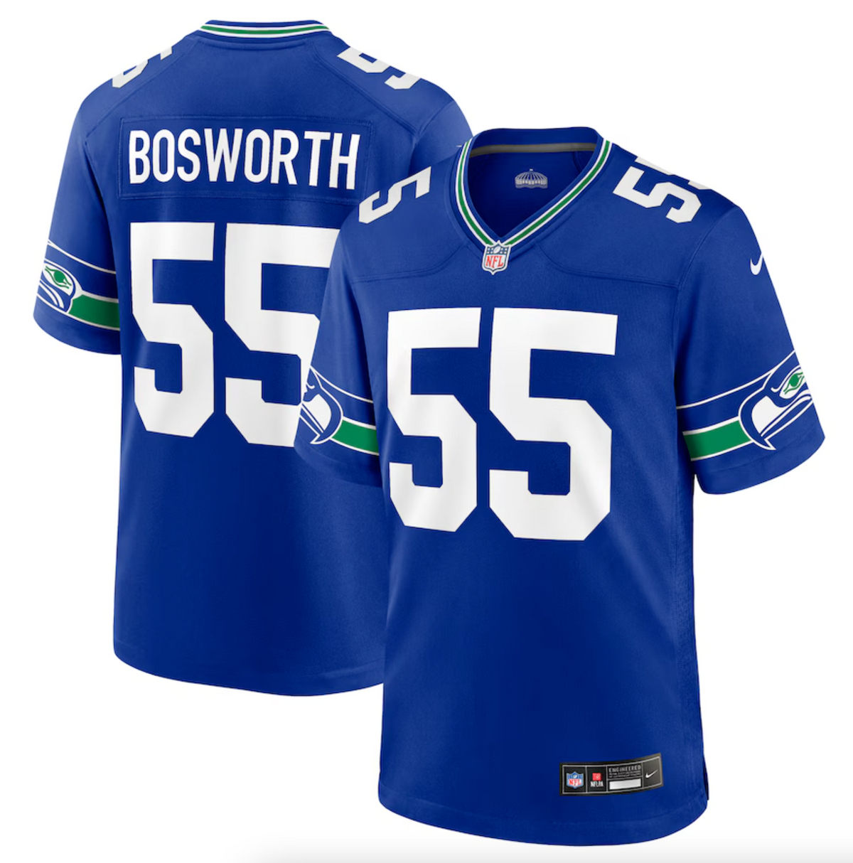 Men's Seattle Seahawks Brian Bosworth Nike Royal Throwback Retired Player Game Jersey