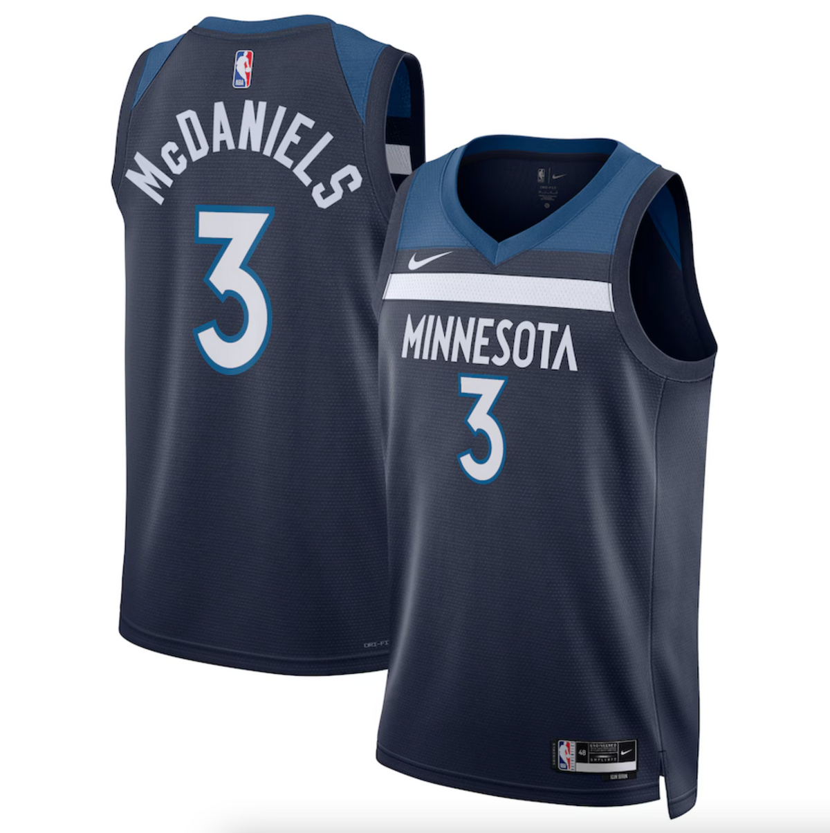 Minnesota Timberwolves Nike Icon Edition Swingman Jersey - Navy - Jaden McDaniels - Unisex