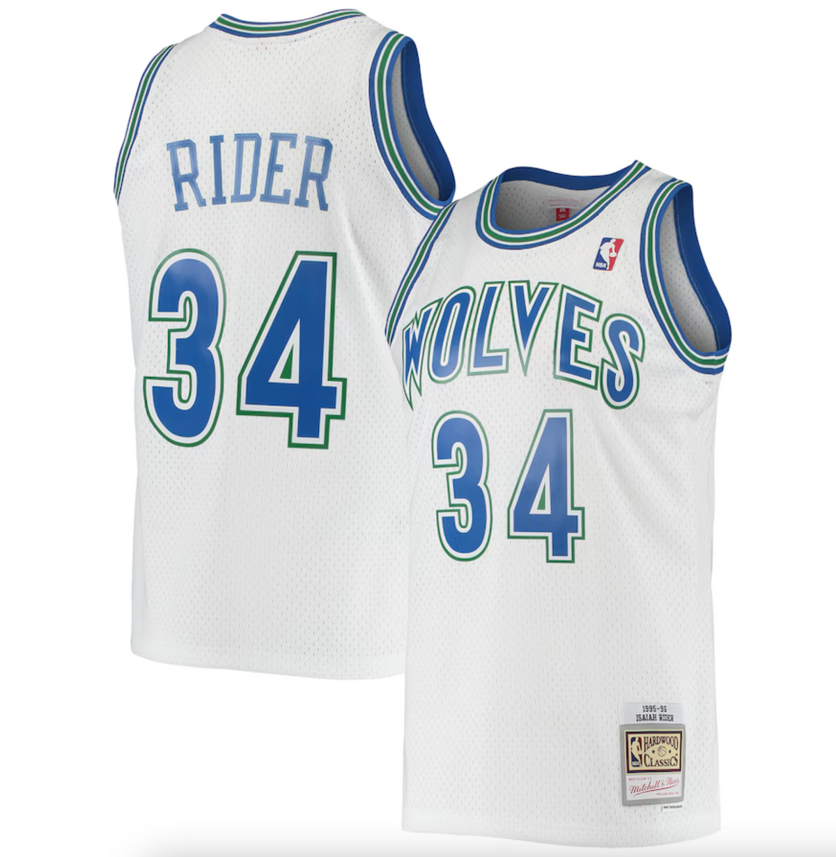 Men's Mitchell & Ness Isaiah Rider White Minnesota Timberwolves 1995/96 Hardwood Classics Swingman Jersey