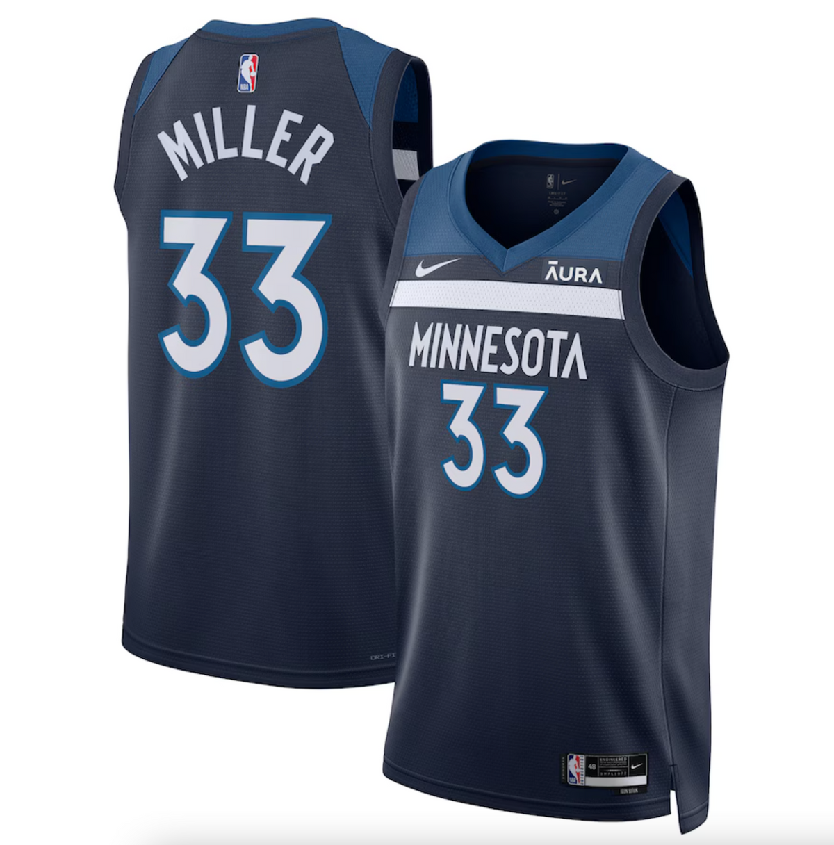 Unisex Nike Leonard Miller Navy Minnesota Timberwolves Swingman Badge Player Jersey - Icon Edition