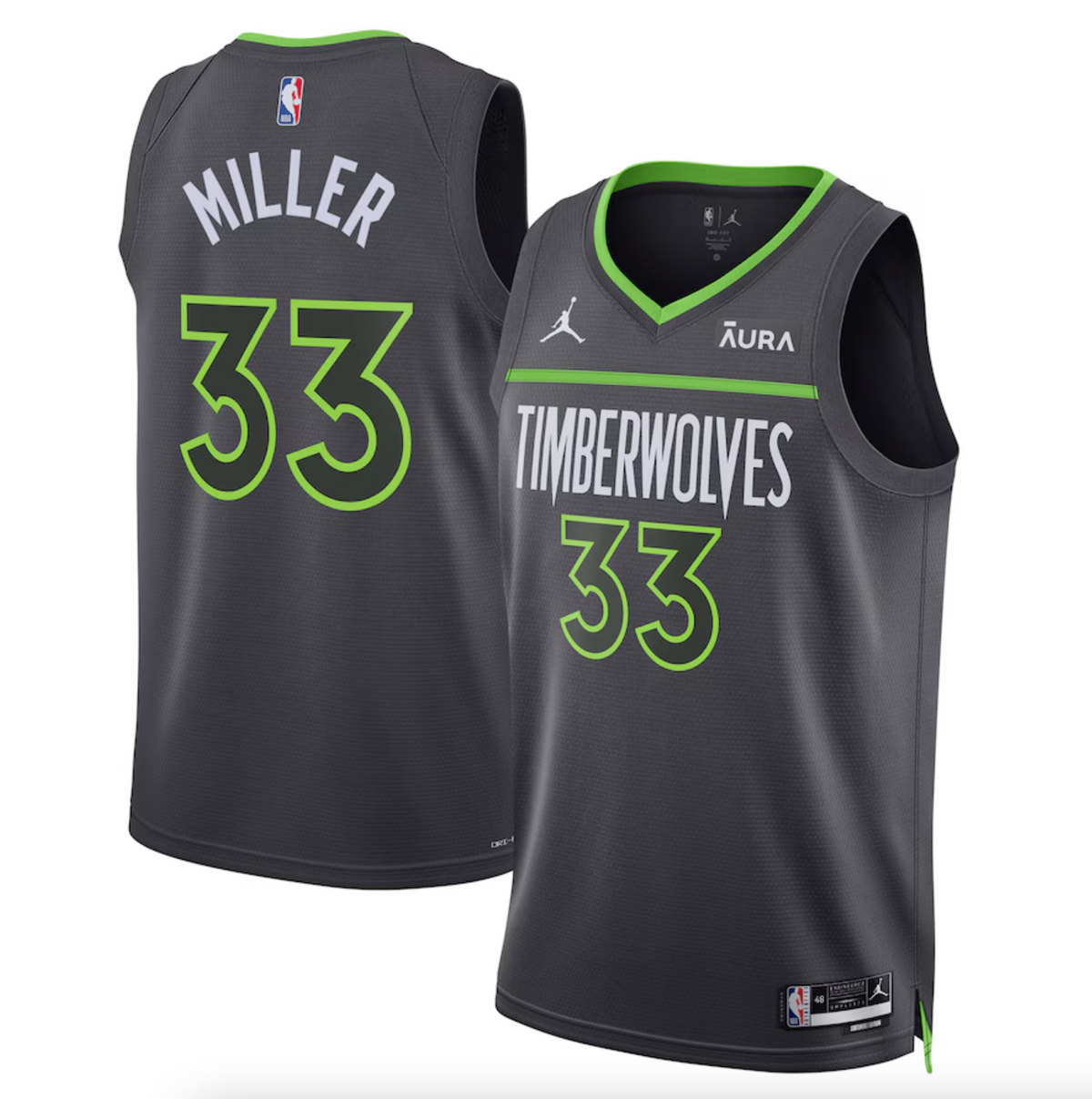 Unisex Jordan Brand Leonard Miller Black Minnesota Timberwolves Swingman Badge Player Jersey - Statement Edition