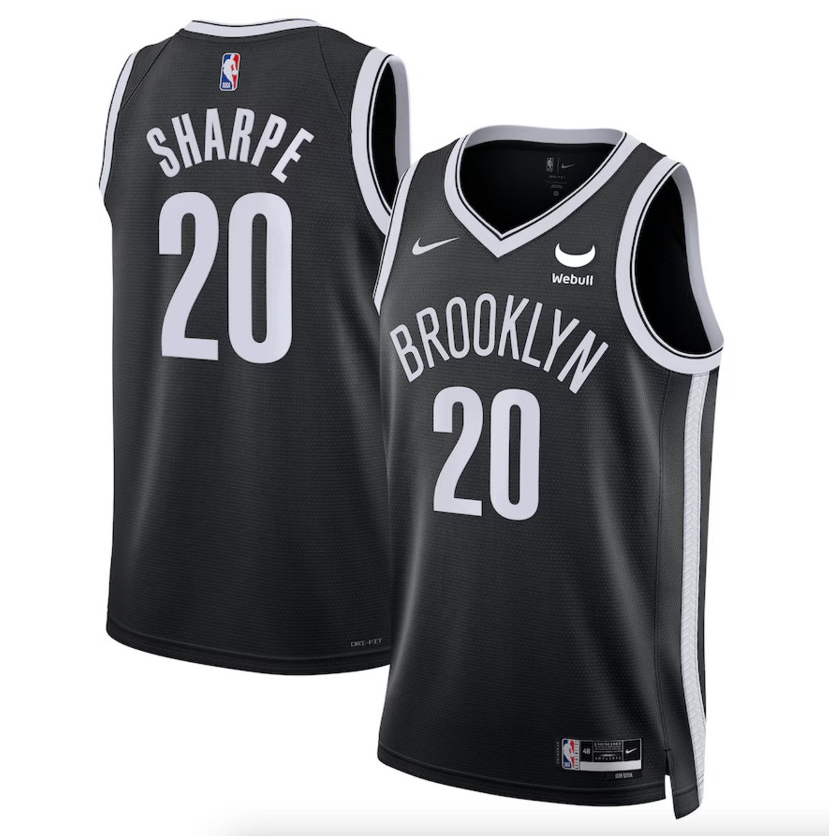 Unisex Brooklyn Nets Day'Ron Sharpe Nike Black Swingman Badge Player Jersey - Icon Edition