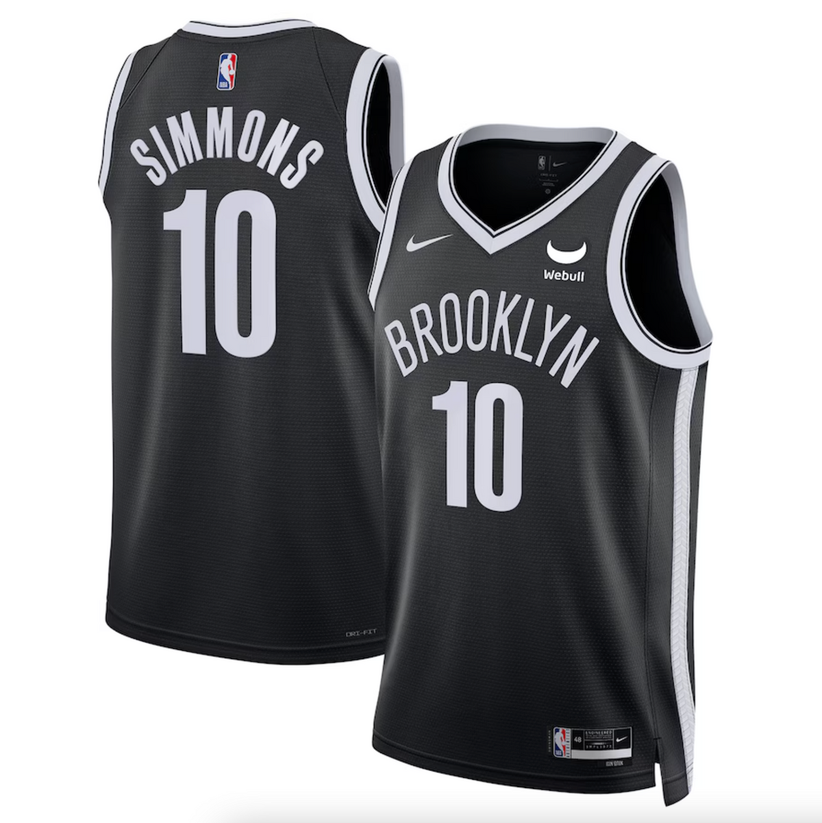 Unisex Brooklyn Nets Ben Simmons Nike Black Swingman Badge Player Jersey - Icon Edition