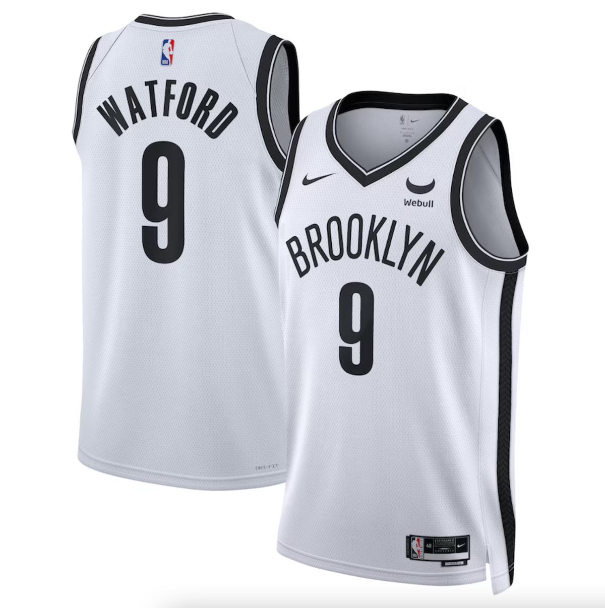 Unisex Brooklyn Nets Trendon Watford Nike White Swingman Badge Player Jersey - Association Edition