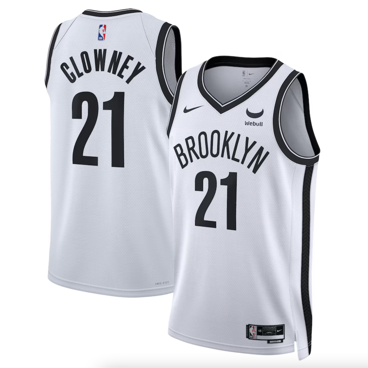 Unisex Brooklyn Nets Noah Clowney Nike White Swingman Badge Player Jersey - Association Edition