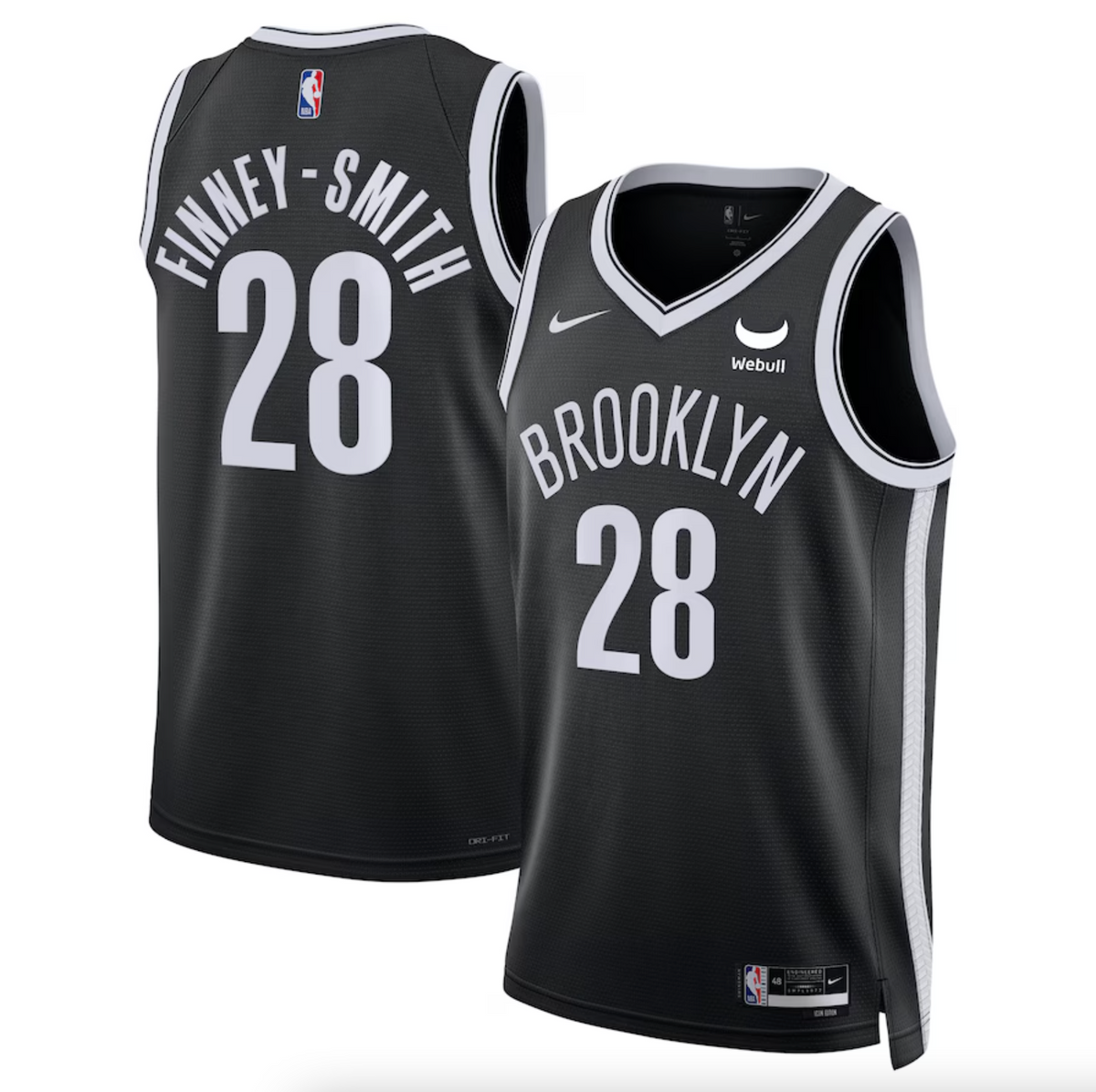 Unisex Brooklyn Nets Dorian Finney-Smith Nike Black Swingman Badge Player Jersey - Icon Edition