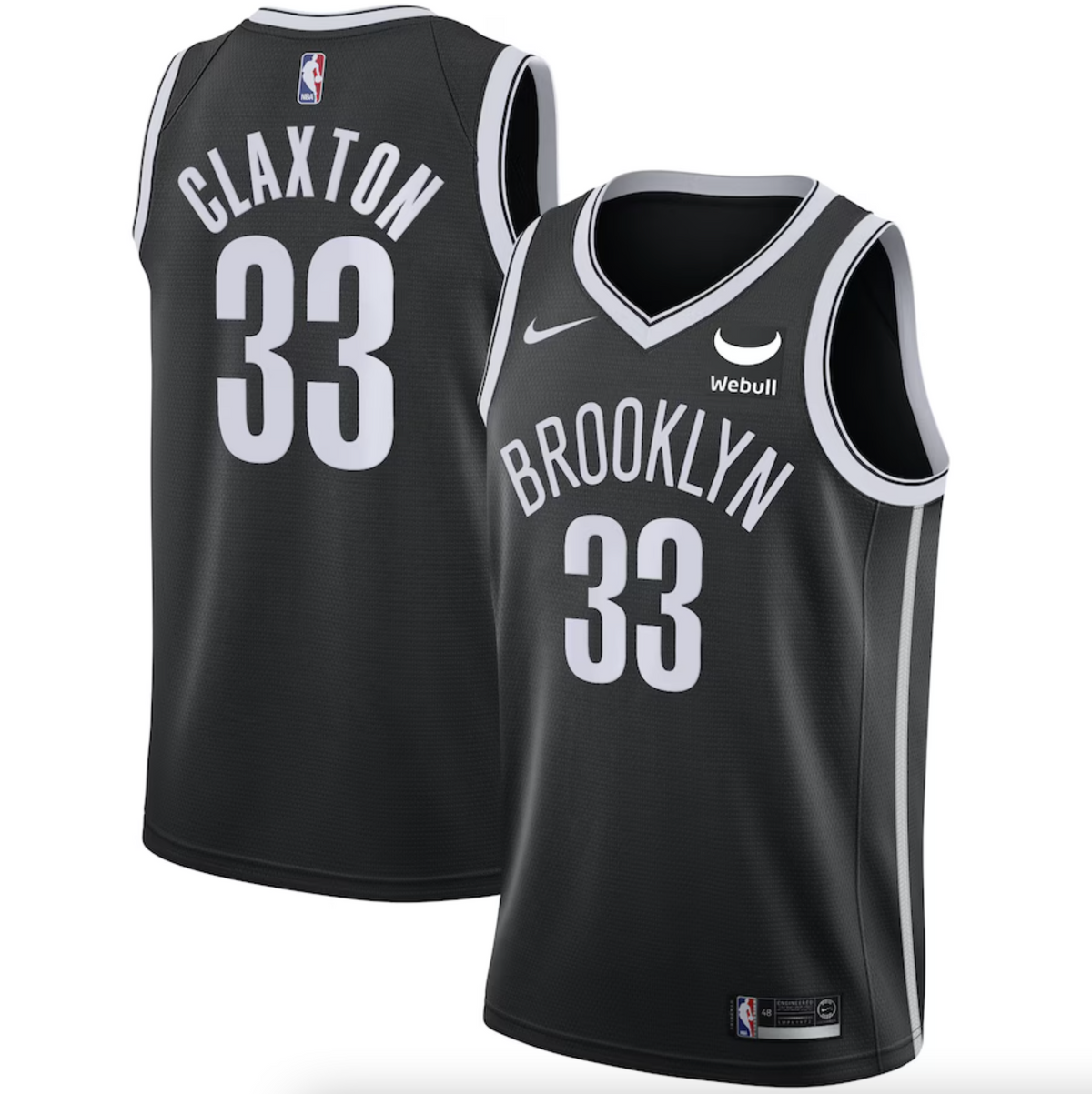 Men's Brooklyn Nets Nicolas Claxton Nike Black Swingman Badge Player Jersey - Icon Edition