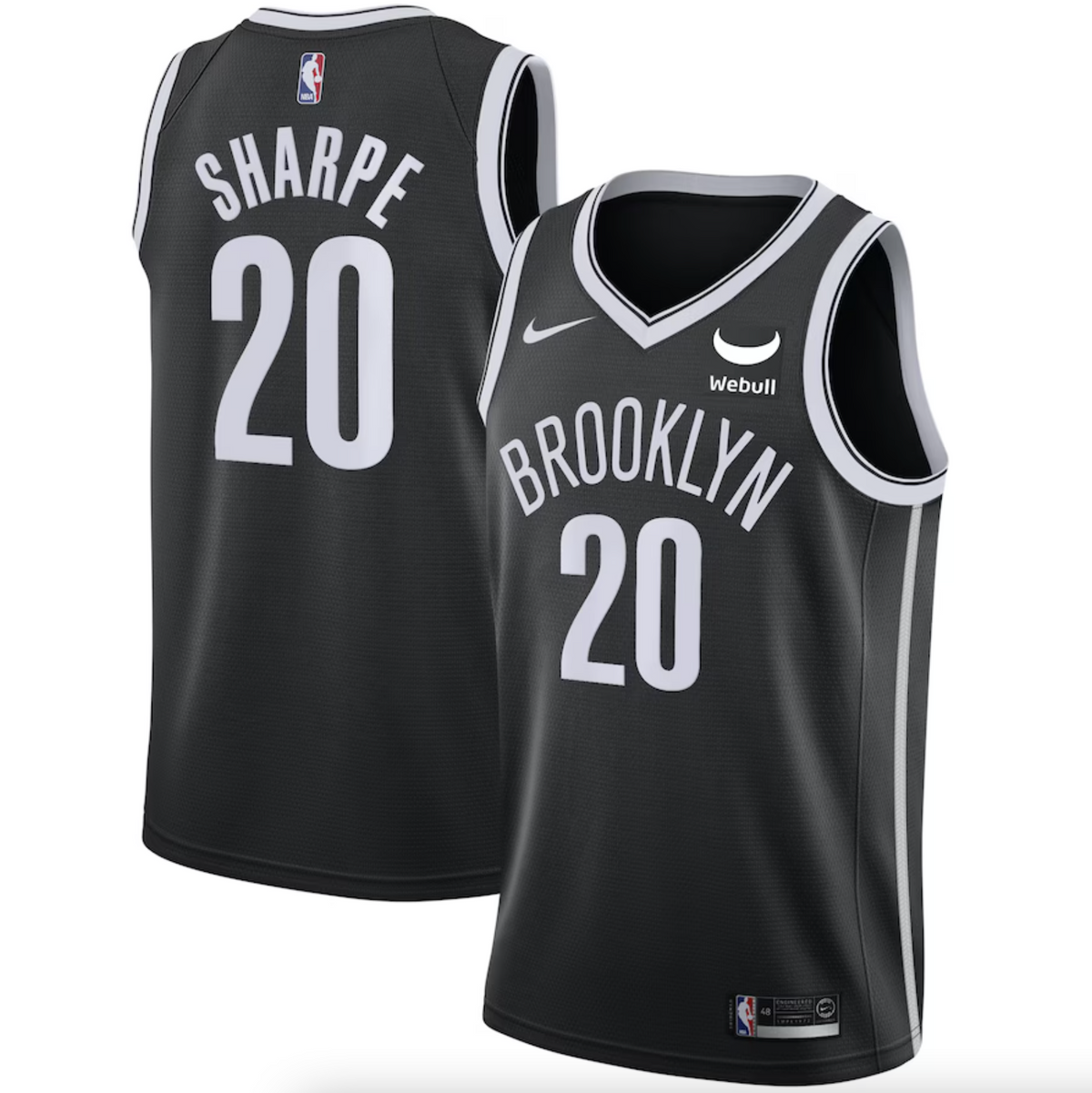 Men's Brooklyn Nets Day'Ron Sharpe Nike Black Swingman Badge Player Jersey - Icon Edition