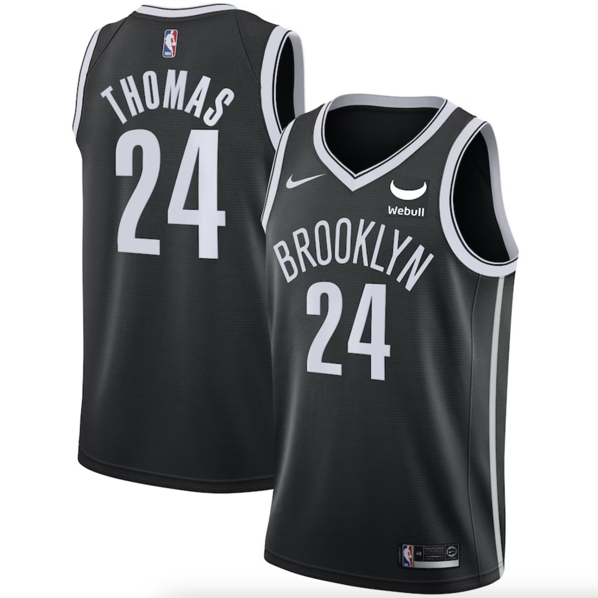 Men's Brooklyn Nets Cam Thomas Nike Black Swingman Badge Player Jersey - Icon Edition