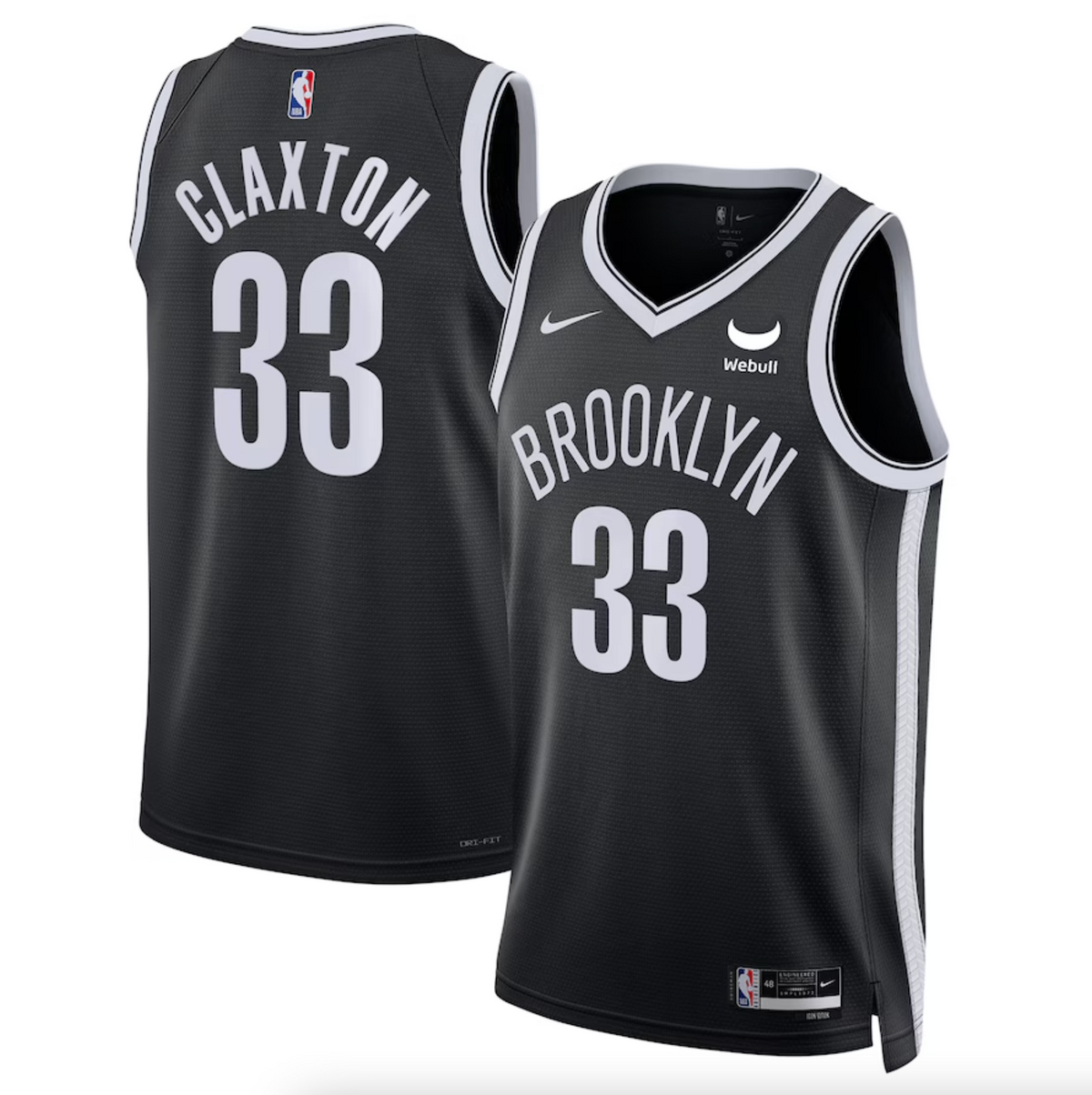 Unisex Brooklyn Nets Nicolas Claxton Nike Black Swingman Badge Player Jersey - Icon Edition