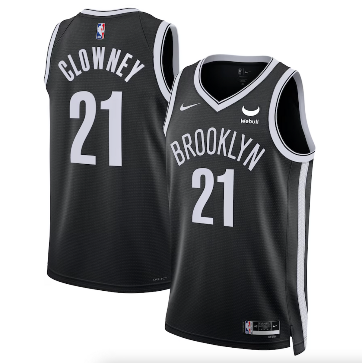 Unisex Brooklyn Nets Noah Clowney Nike Black Swingman Badge Player Jersey - Icon Edition