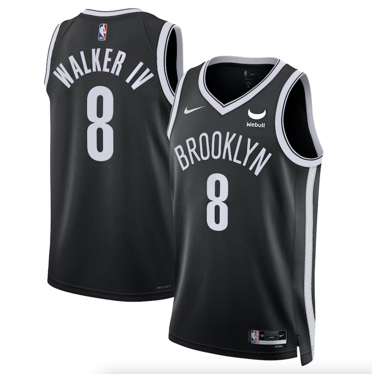 Unisex Brooklyn Nets Lonnie Walker Nike Black Swingman Badge Player Jersey - Icon Edition