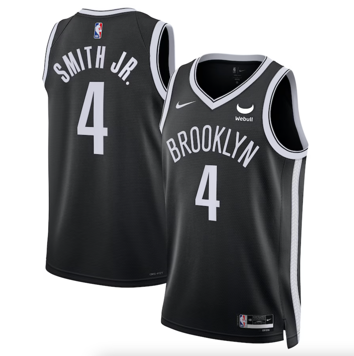 Unisex Brooklyn Nets Dennis Smith Jr. Nike Black Swingman Badge Player Jersey - Icon Edition