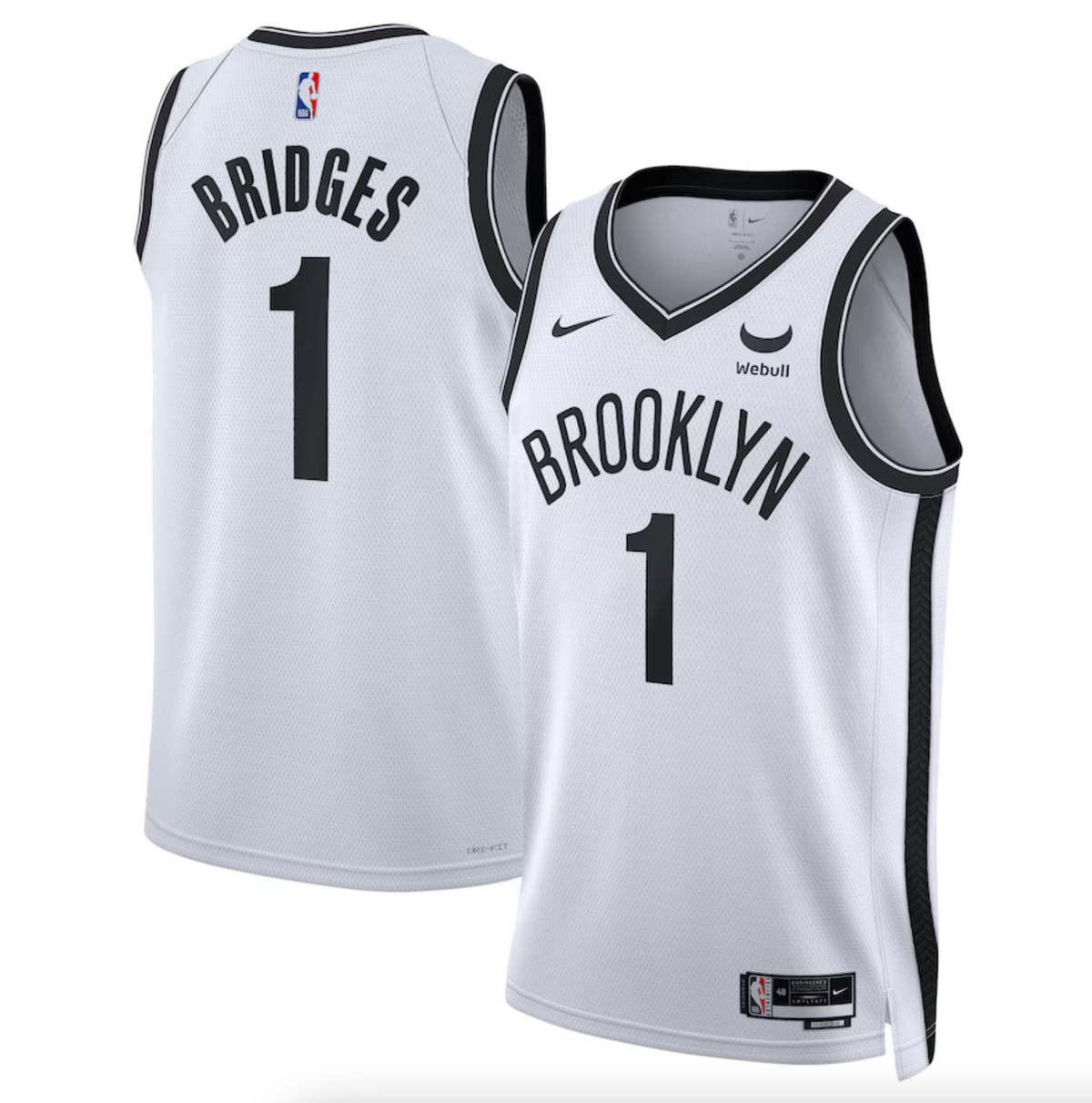 Unisex Brooklyn Nets Mikal Bridges Nike White Swingman Badge Player Jersey - Association Edition