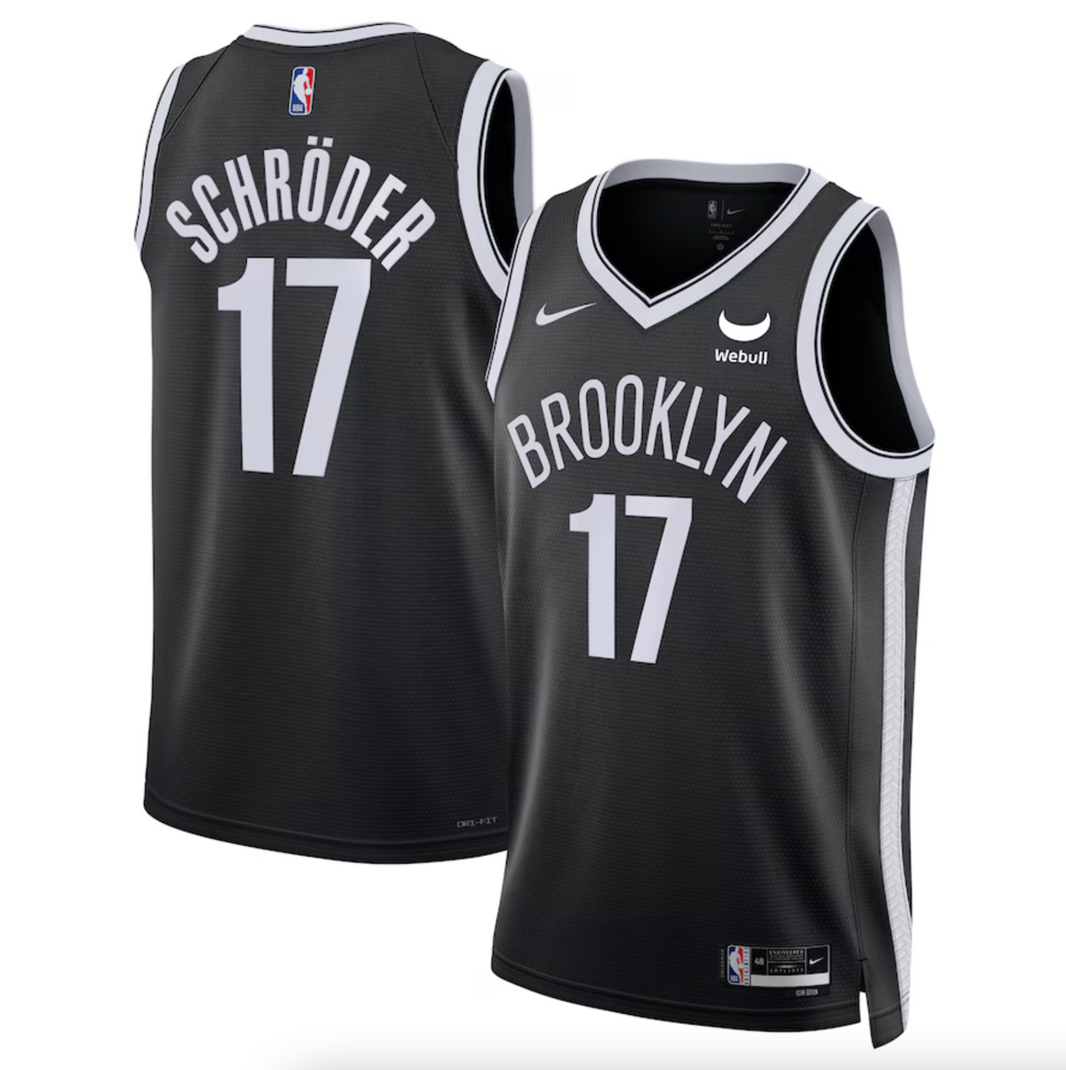 Unisex Brooklyn Nets Dennis Schroder Nike Black Swingman Badge Player Jersey - Icon Edition