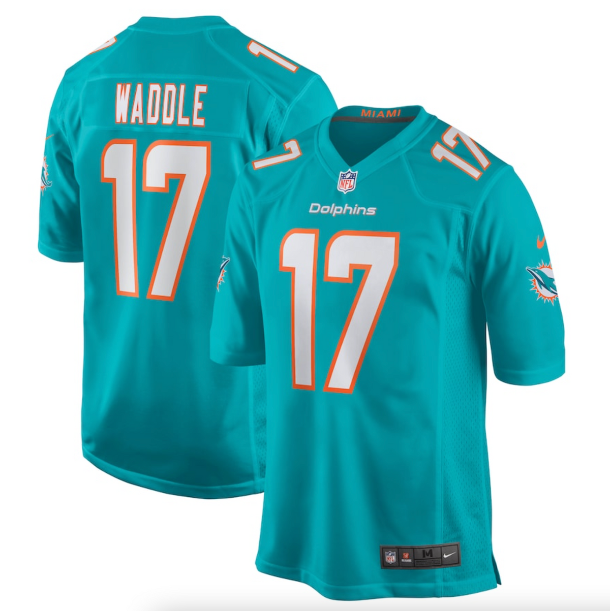 Men's Miami Dolphins Jaylen Waddle Nike Aqua Game Player Jersey