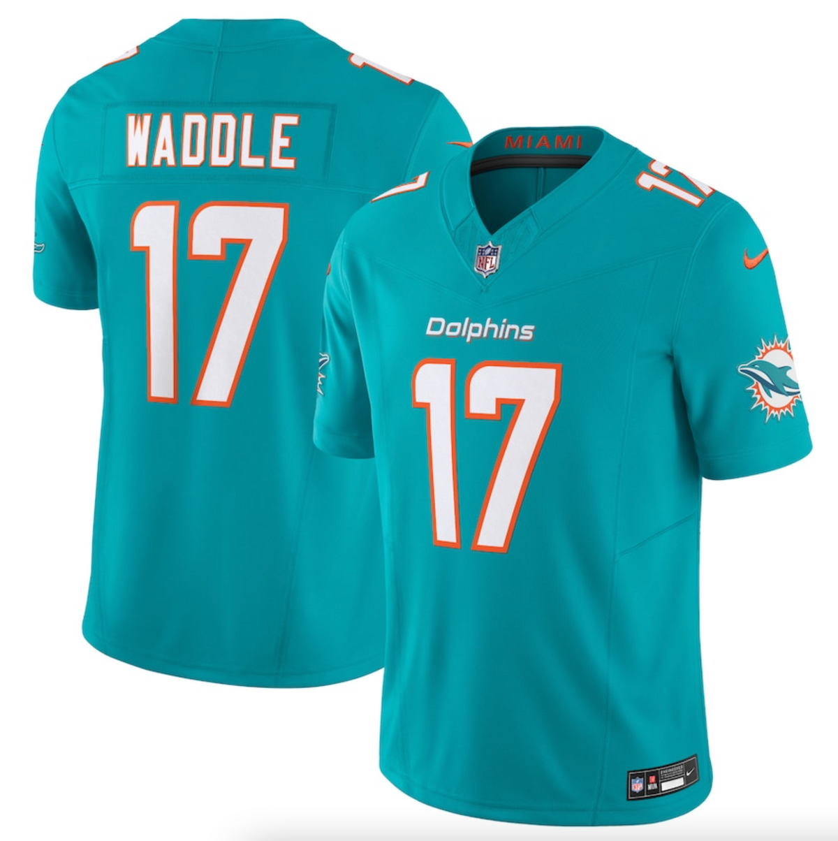 Men's Miami Dolphins Jaylen Waddle Nike Aqua Vapor F.U.S.E. Limited Jersey