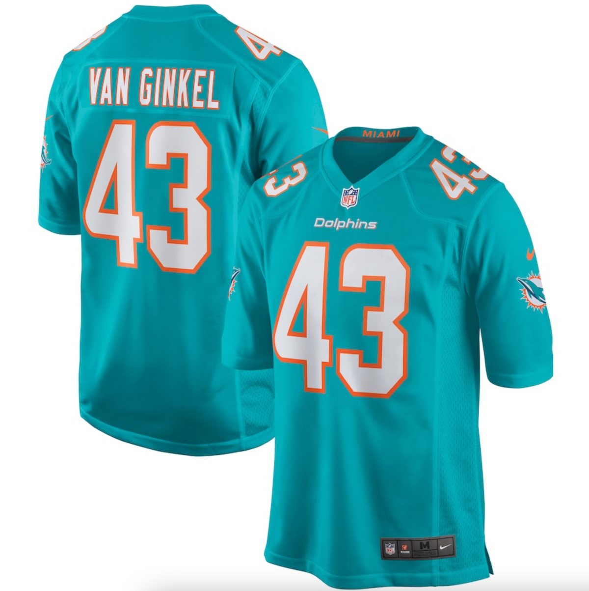 Men's Miami Dolphins Andrew Van Ginkel Nike Aqua Game Jersey