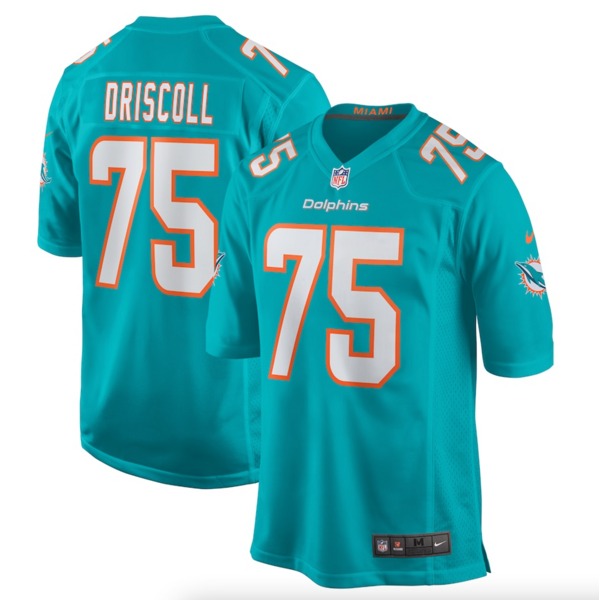 Men's Miami Dolphins Jack Driscoll Nike Aqua Team Game Jersey