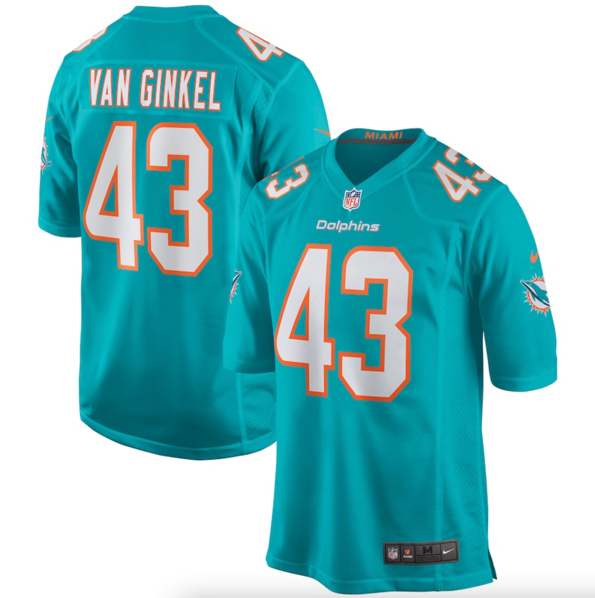 Men's Miami Dolphins Andrew Van Ginkel Nike Aqua Game Jersey