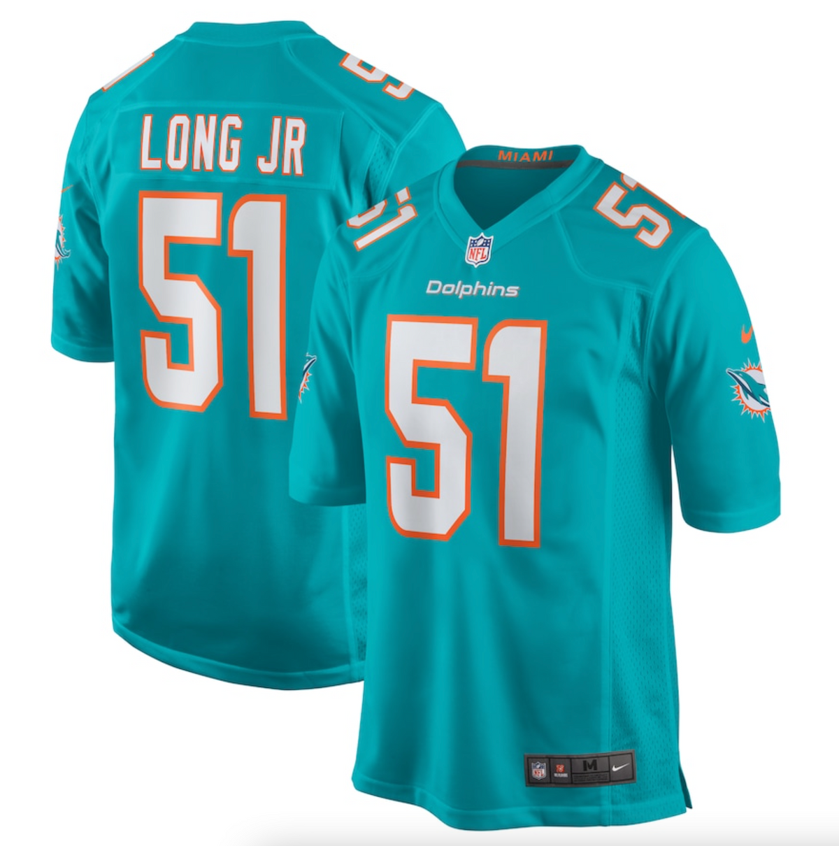 Men's Miami Dolphins David Long Jr. Nike Aqua Game Jersey