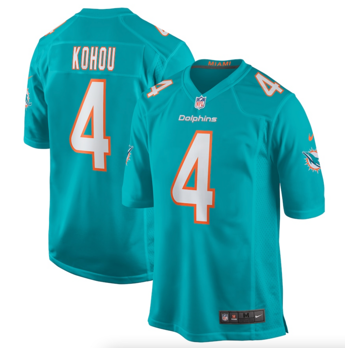 Men's Miami Dolphins Kader Kohou Nike Aqua Game Player Jersey