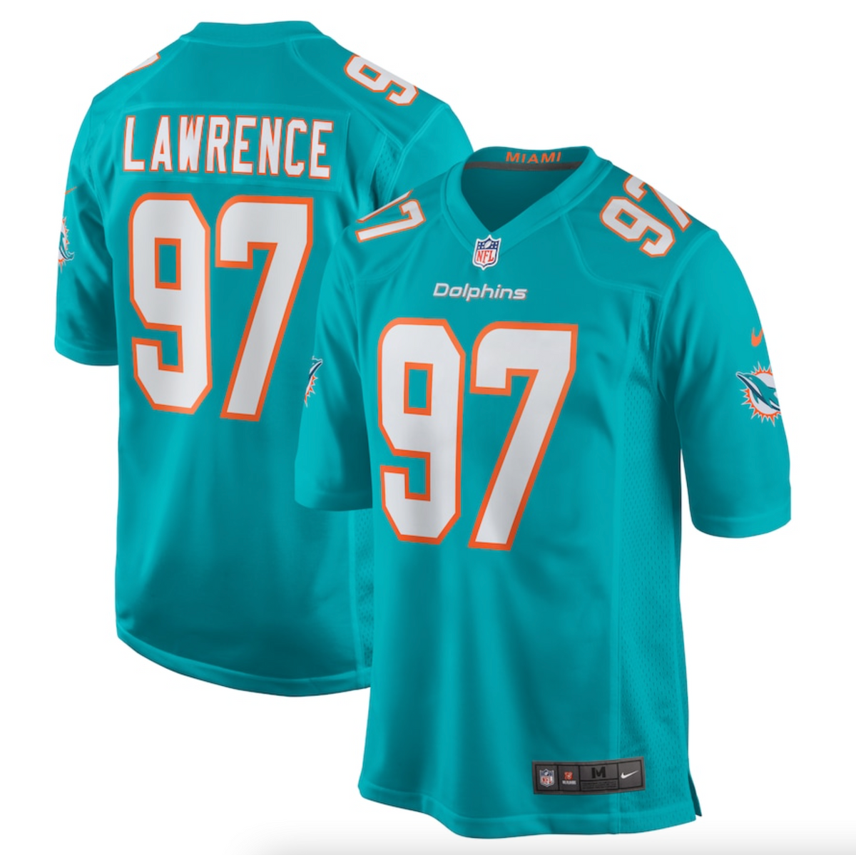 Men's Miami Dolphins Rashard Lawrence Nike Aqua Team Game Jersey