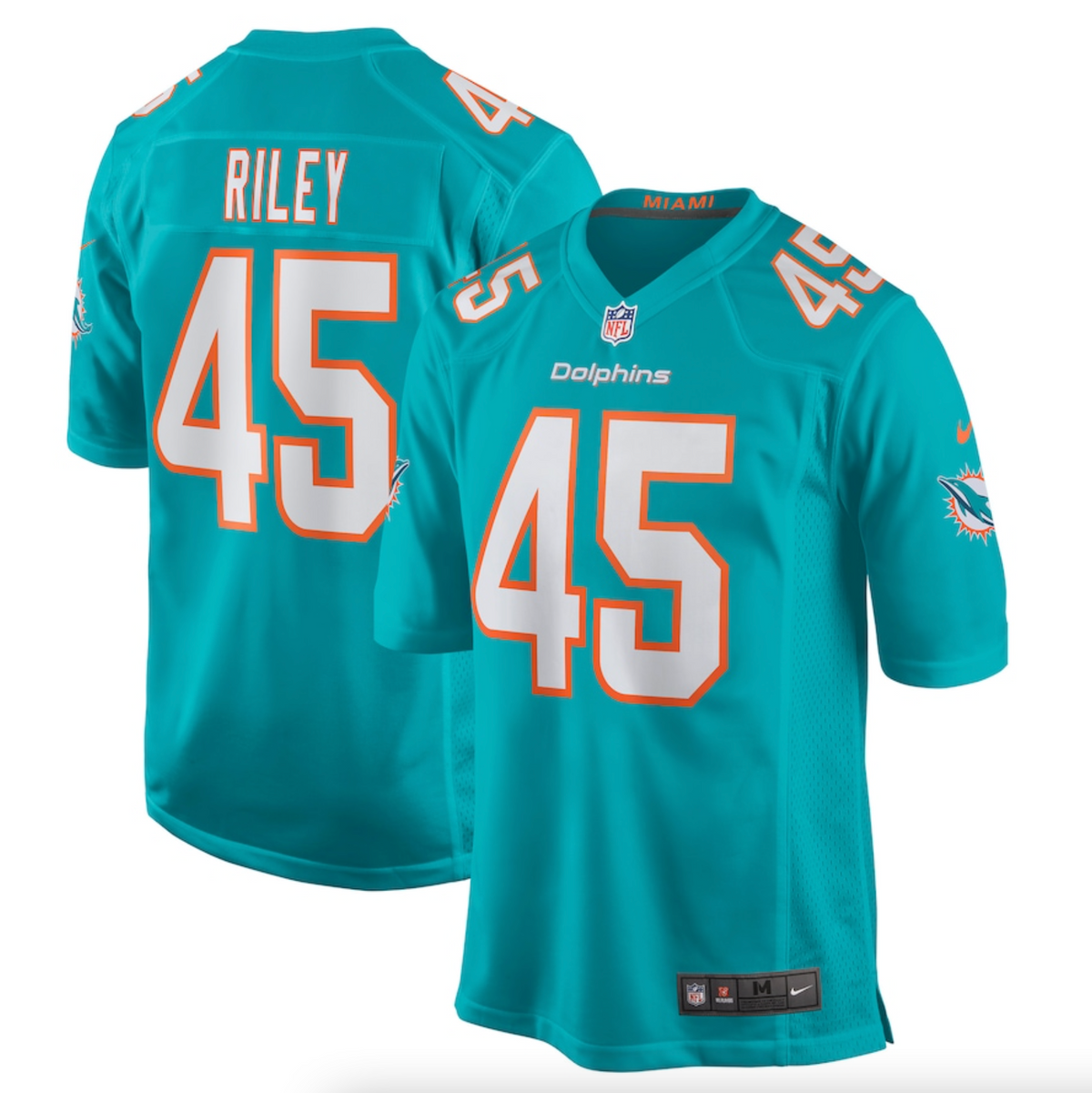 Men's Miami Dolphins Duke Riley Nike Aqua Game Jersey