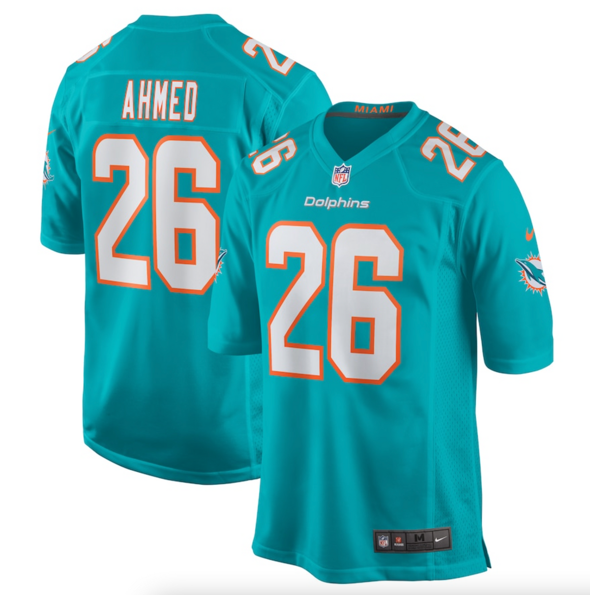 Men's Miami Dolphins Salvon Ahmed Nike Aqua Game Jersey