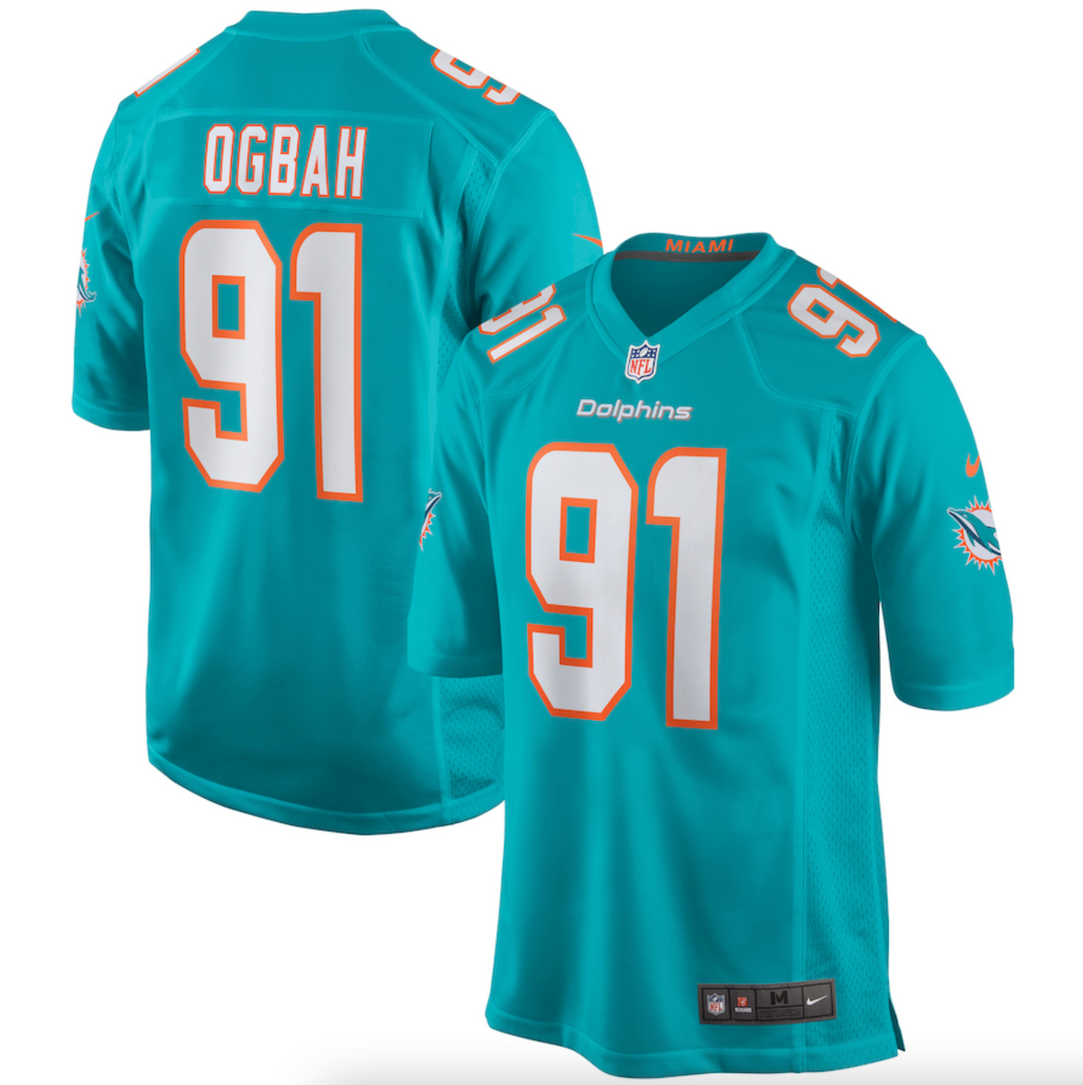 Men's Miami Dolphins Emmanuel Ogbah Nike Aqua Game Jersey