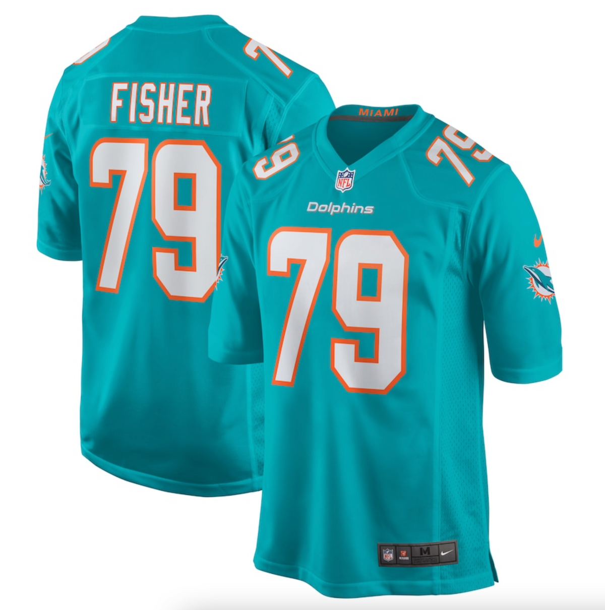 Men's Miami Dolphins Eric Fisher Nike Aqua Home Game Player Jersey