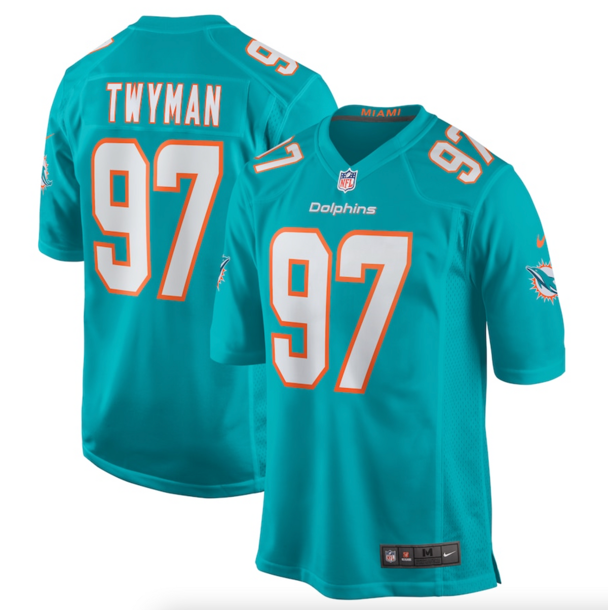 Men's Miami Dolphins Jaylen Twyman Nike Aqua Home Game Player Jersey