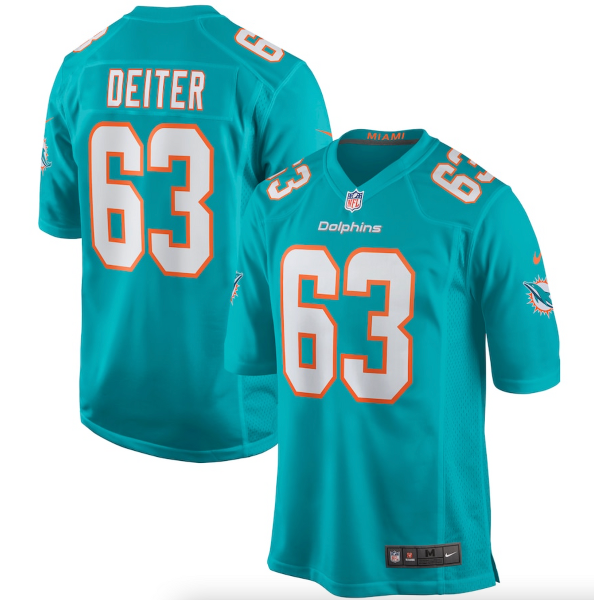 Men's Miami Dolphins Michael Deiter Nike Aqua Game Jersey