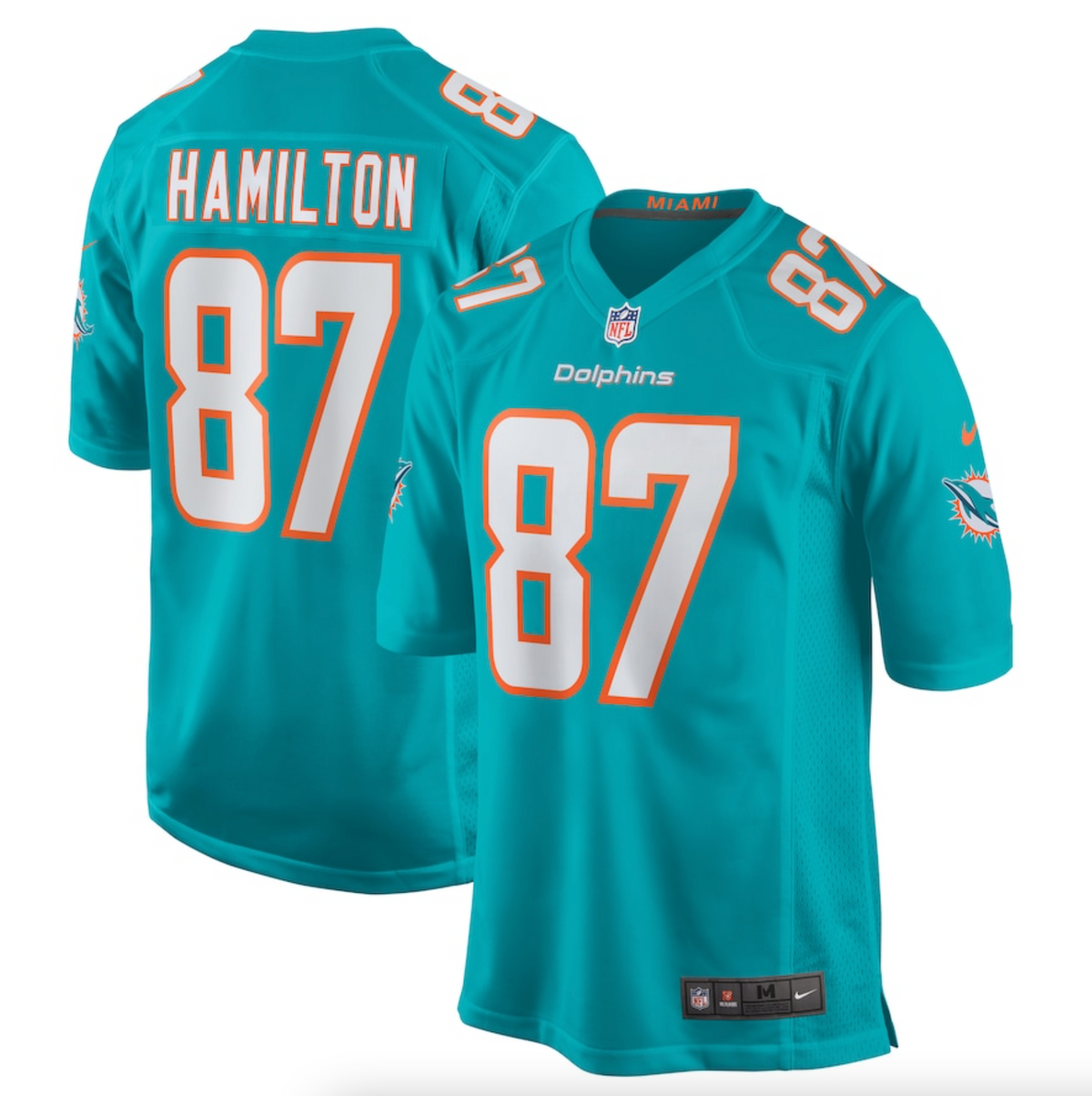 Men's Miami Dolphins DaeSean Hamilton Nike Aqua Home Game Player Jersey