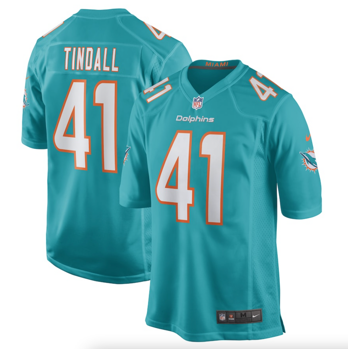 Men's Miami Dolphins Channing Tindall Nike Aqua Game Player Jersey