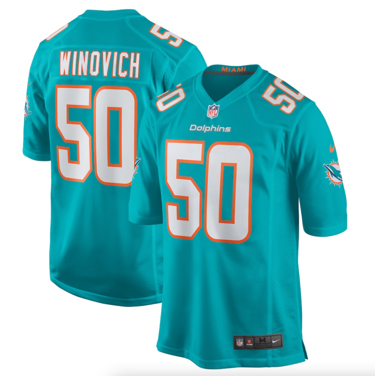 Men's Miami Dolphins Chase Winovich Nike Aqua Team Game Jersey