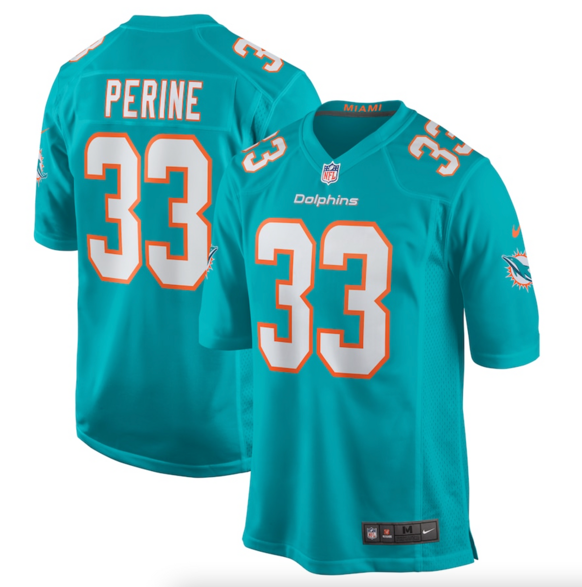 Men's Miami Dolphins Lamical Perine Nike Aqua Home Game Player Jersey