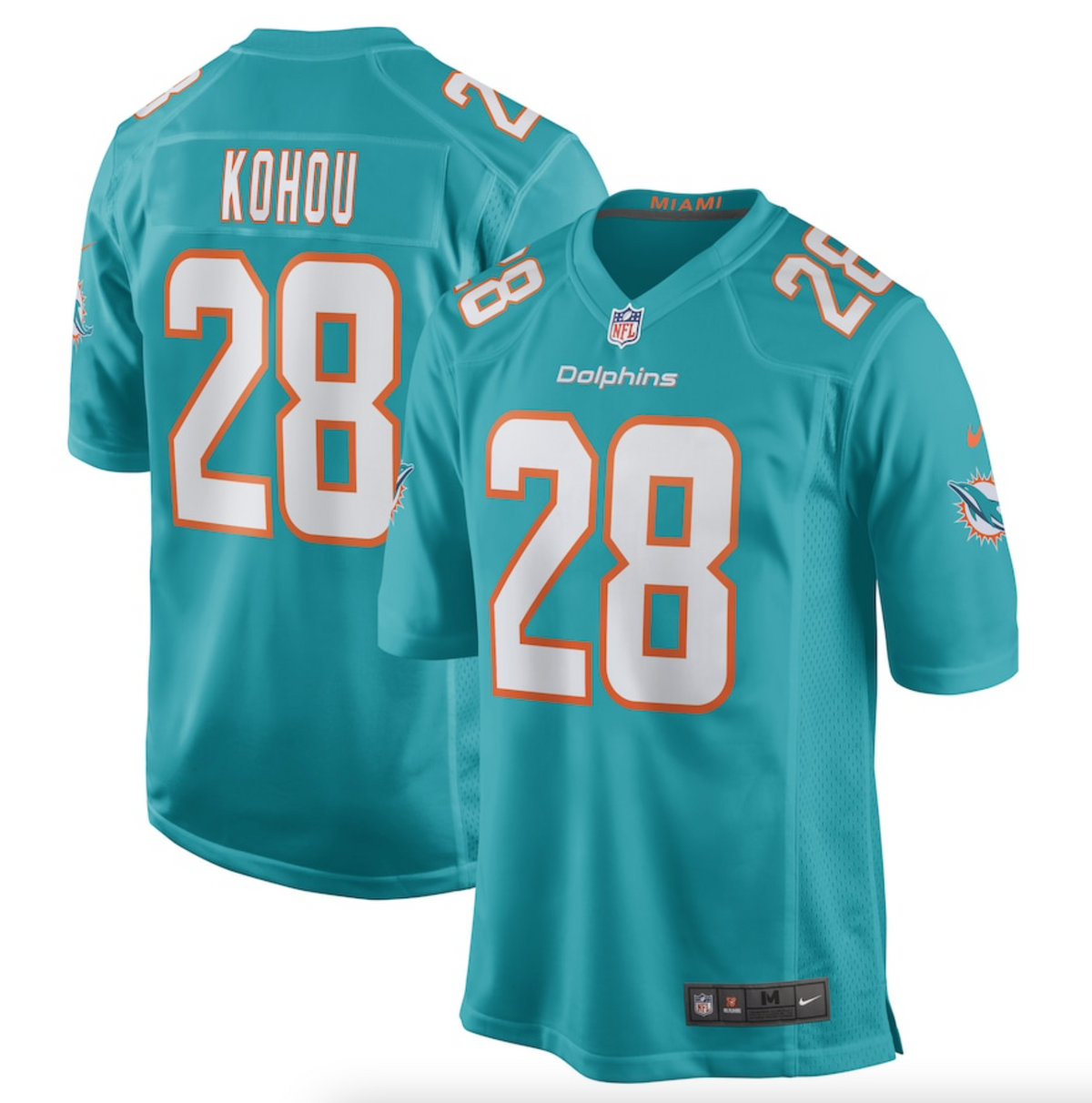 Men's Miami Dolphins Kader Kohou Nike Aqua Game Player Jersey