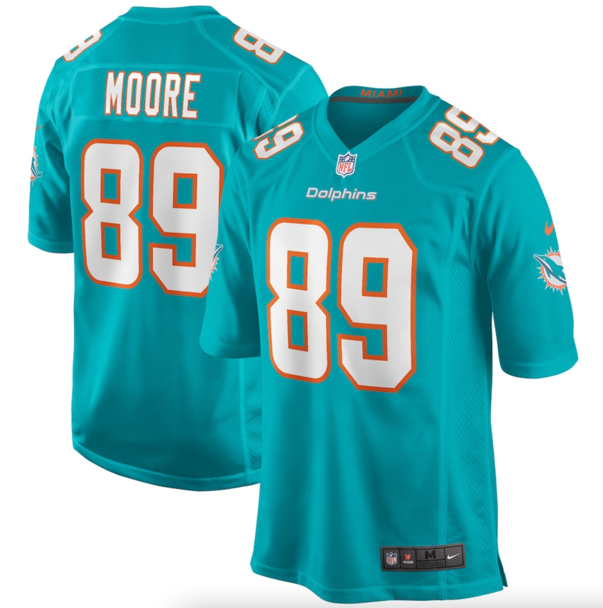 Men's Miami Dolphins Nat Moore Nike Aqua Game Retired Player Jersey