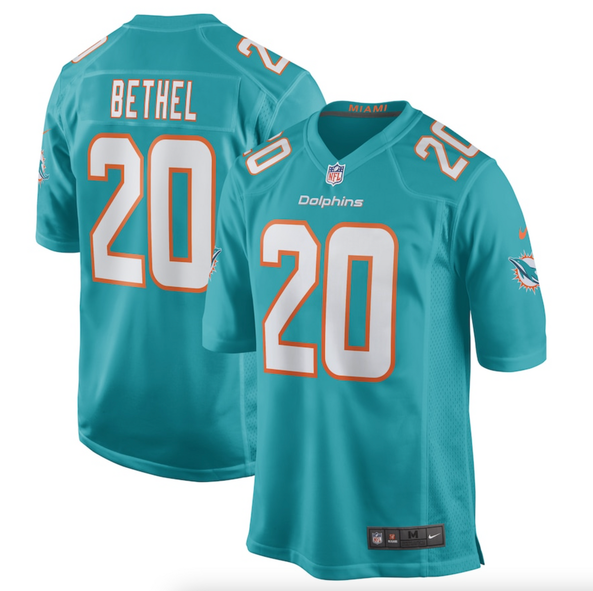 Men's Miami Dolphins Justin Bethel Nike Aqua Game Player Jersey